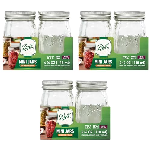 Ball Glass Mini Storage Jar, Quarter Pint Size, 4 OZ (Pack of 12) - size: 4 Count (Pack of 3)
