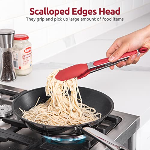 U-Taste Kitchen Tong for Cooking, 600ºF Heat-Resistant Silicone, 9in/Red - color: Red, size: 9 inch