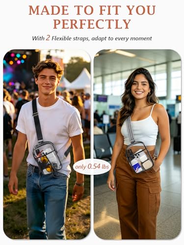 Clear Bag for Stadium Events, Clear Crossbody Sling Purse, 2 Straps - color: 1# Black-c, style: Style 1