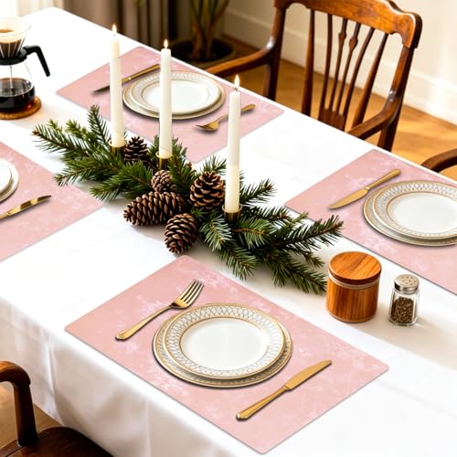 Faux Leather Placemats Set of 4, 11.8"x17.7", Rose Pink - color: Rose Pink, size: Set of 4