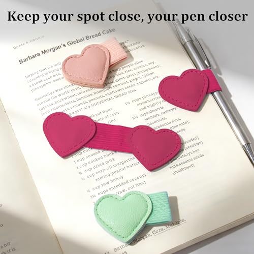 2Pcs Magnetic Leather Bookmarks with Pen Holder Gift Box, Heart-Shaped Magnetic Book Marks for Book Lover Readers Cute Leather Bookmark for Women Girls (Rose Red) - color: Rose Red