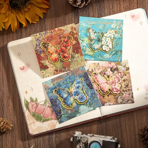 4 PCS Metal Butterfly Bookmarks, Golden Clips Bookmark Monet Oil Painting Theme Book Mark Bookmarks for Book Lovers Women Teens Writers Readers Children - color: Clip Design 2