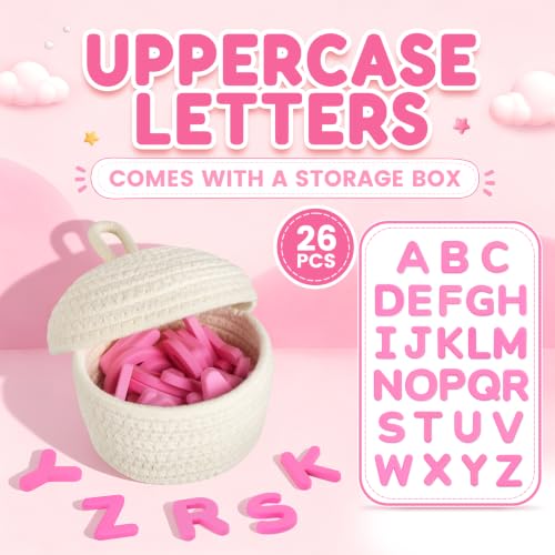 JoyCat Silicone Magnetic Alphabet Letters, 26 Uppercase (Pink) - color: Pink Color