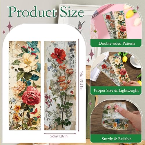 Vintage Floral Bookmarks Gifts - 120 Pcs Retro Flower Bookmark Paper Double-Sided Reading Page Markers Clips Book Mark for Women Men Office Home Book Lovers Bookworm Party Supplies - color: Vintage Floral