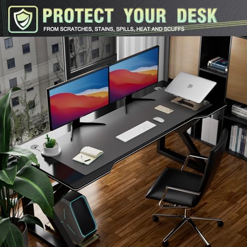 K KNODEL Extra Large Desk Mat, Leather Mouse Pad (47.2"x17", Dark Gray) - color: Dark Gray, size: 47.2" x 17"