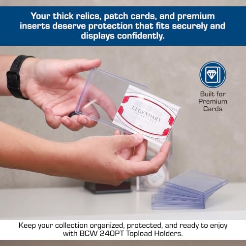 BCW 240 Pt Thick Card Topload Holders for Relic and Patch Cards, 10 Count - color: 240 Pt. / 7 Mm