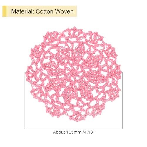 uxcell Fabric Coasters, 8pcs 4" - Cotton Woven Crochet Doilies, Lace Embroidery Cup Mat with Floral Pattern for Wedding Party Decoration (Light Rose Red) - color: Light Rose Red