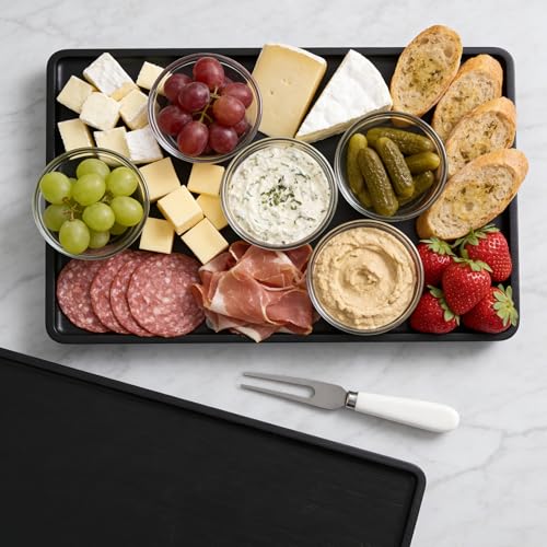 VERTORGAN Bamboo Serving Tray,15.8x9.8 Inch Trays,Home Decor(Black) - color: Black, size: 15.7" x 9.8" x 0.8"