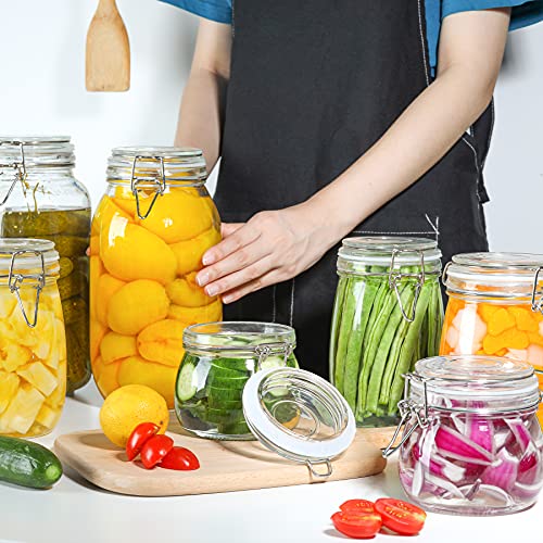 ComSaf Round Small Glass Pantry Jars with Airtight Lids 17 oz 6 Pack - size: 17 fl oz x 6