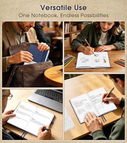 Journal Notebook, A5 Leather Hardcover Blank Sketchbook, 160 Pages, 180° Lay-Flat Binding, 100 GSM Thick Paper, for Sketching, Drawing, Art Journaling & Creative Writing (Navy) - color: Navy, size: Plain