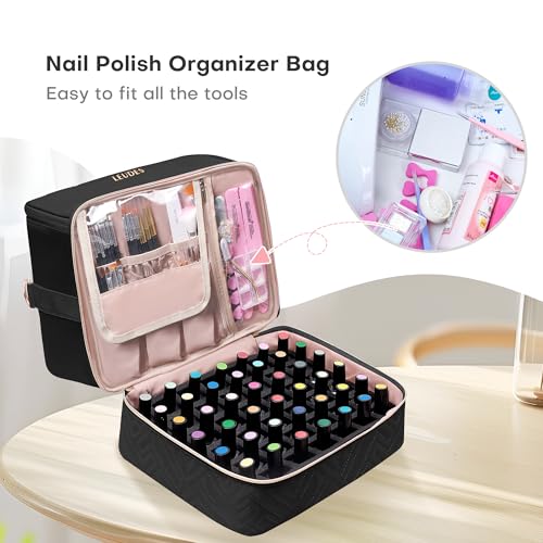 Leudes Nail Bag Polish Organizer Case Holds 42 Bottles & Gel Lamp - color: Blacka1
