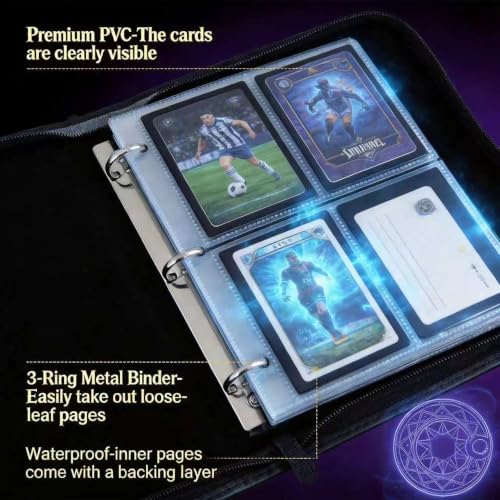 4 Pockets Card Collection Binder with 400 pocketsCapacity -Eight Sprite Evolution Element Backgrounds, Ideal for Photocard & Trading Card Storage - color: Colorful