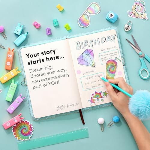 HAPPY LOLLI Mint LolliME DIY Journal Kit for Tween & Teen Girls Ages 8–14, Birthday Gift, 300+ Pieces Lockable Diary Set, Arts & Crafts, Scrapbook & Creative Journaling - color: Mint LolliME