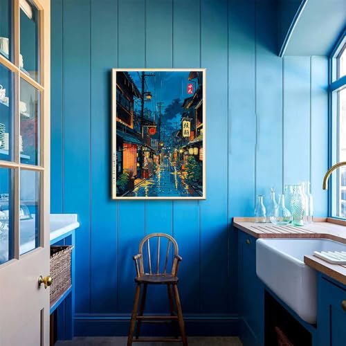 Tokyo Tea House Canvas Wall Art Japanese City Street Coffee Decor painting Pictures Ukiyo-e Illustration Anime Posters Prints for living room Bathroom Bedroom Office Hallway Home Decoration - color: teahouse, size: 24"L x 16"W