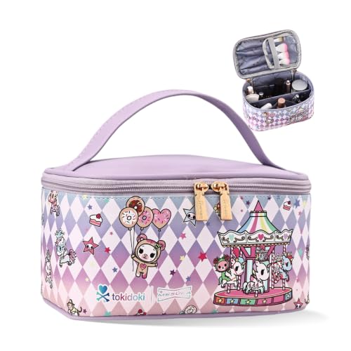 tokidoki Makeup Bag, PU Leather Cosmetic Organizer with Handle - color: Candy Carnival-A, size: A(9.4*5.1*5.5 inch)