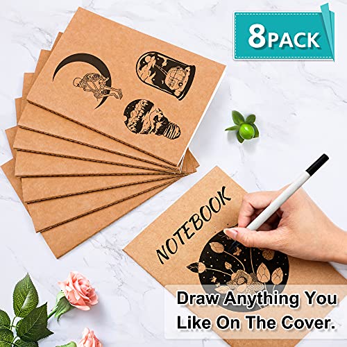 feela 8 Pack A5 Kraft Notebooks, 60 Lined Blank Pages Travel Journal Bulk, Soft Cover Notebooks for Women Girls Students, Making Plans Writing Memos Office School Supplies, 8.3 X 5.5 in - style: Lined-8 Pack