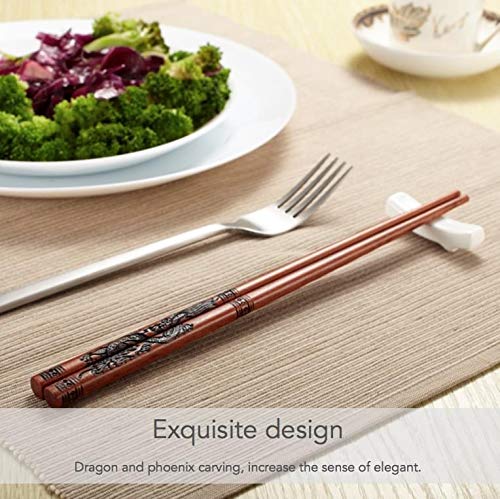 Chopsticks, Chinese Dragon and Phoenix Chopstick with Holder, Chopsticks Reusable Dishwasher Safe, Chop Sticks Gift Sets (4 Pairs) - color: Dragon and Phoenix Chopsticks (4 Pairs)