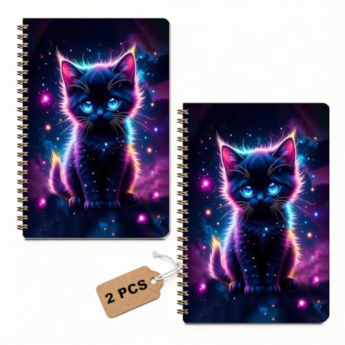 2 Pcs Cute Cat A5 Spiral Notebook, 160 Pages Journal Notebook for Women - color: Multicolour 0003