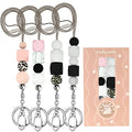 4PCS Teacher Lanyards for ID Badges and Keys, Cute Silicone Beaded Lanyard - color: 4pcs Cute Lanyard-002