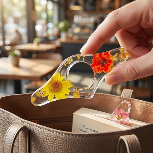 2PCS Pressed Flower Resin Bookmark Round Thumb Ring Page Holder Handmade Reading Bookmark Floral Book Accessory Gift for Book Lovers