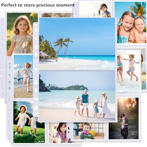 50 Pack Photo Sleeves Holds 200 5"x7" Photos, Clear Photo Page Protector for 3 Ring Binder, Double-Sided Photo Album Refill Pages Photo Pockets Photo Sleeves Binder Sheets - size: 5"x7"