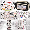 Ulema 36Pcs Cute Cow Stationery Set Birthday Gifts for Boys Girls Back to School and Classroom Rewards Office Supplies with Cow Muticolor Pen, Pencils, Erasers, Sticky Notes etc. - style: Cow