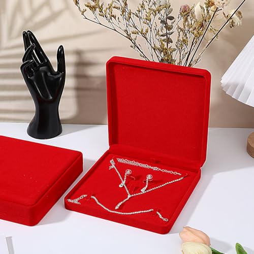 MAQUITA 5 Pcs Velvet Jewelry Set Box Jewelry Display Case Earring Ring Bracelet Necklace Gift Box Pearl Necklace Storage Case for Mother's Day Wedding Travel Anniversary
