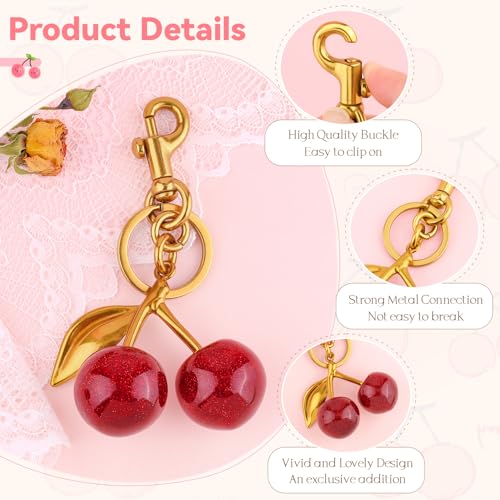 Cherry Bag Charm Cute Cherry Purse Charms Strawberry Keychain Best Gifts - color: A07 2pcs Cherry Charm(mixed Sizes)