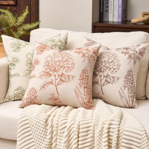 Kevin Textile Hydrangea Floral Pillow Covers Set of 2 18x18 Inch, Black - color: Black