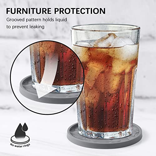 ME.FAN Silicone Coasters with Holder,[6 Pack] Drinking Coasters - Cup Mat for Hot or Cold Drinks, Thickened, Non-Slip, Non-stick,Deep Tray Desert Sage - color: Desert Sage
