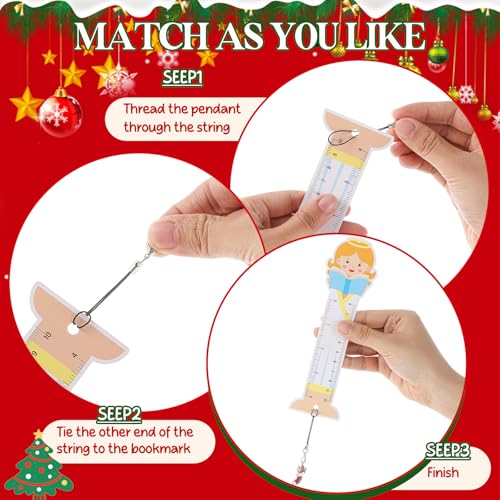 Outus 12 Pcs Christmas Bookmarks with Cute Pendant & Ruler for Kids Women - style: Christmas
