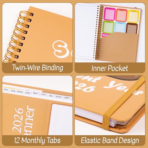 Xqumoi 2026 A5 Planner - Funny Shit Sweary 2026 Weekly and Monthly Planner Adult Humor Writing Notebooks, Jan. 2026 - Dec. 2026, Hardcover Calendar with Tabs Stickers Back Pocket Twin-Wire Binding - color: Shit Sweary 2026, size: A5