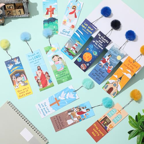 Outus 12 Pcs Christian Bookmarks Bible Verse Decor for Religious Women Kids - style: Christian
