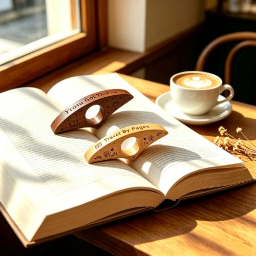 2PCS Wooden Book Page Holder,Handmade Walnut Thumb Bookmark for Reading,Gifts for Book Lovers