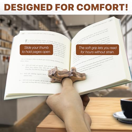 Walnut Dog Book Page Holder, Smooth Finish Wood Holder for Reading, Ideal Book Lover Gifts - Small - size: Small