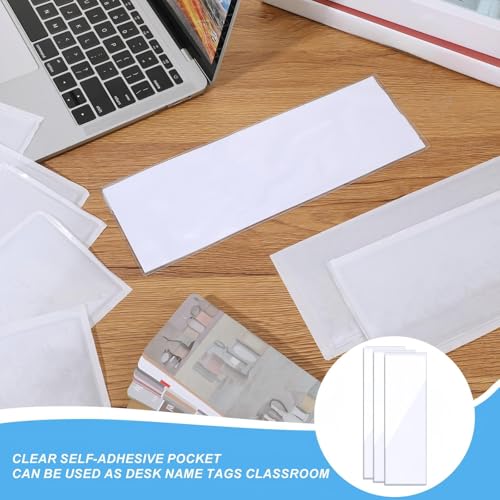 Chinco 30 Pcs Self Adhesive Clear Index Card Pockets,13.5 x 4.73 Inches - size: 13.5 x 4.73 Inches