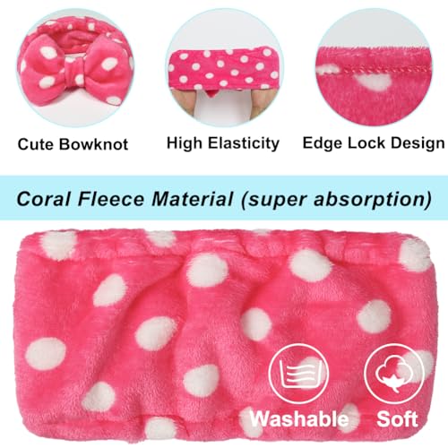 Shintop Sweet Super Soft Caroset Polka Dots Wash Cosmetic Headband Hairlace (Rose Polka dots) - color: Rose Polka Dots