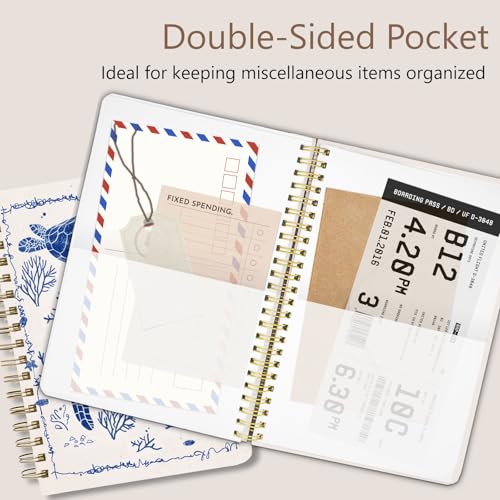 Cute Spiral Notebook Journal A5 6x9 Note Book with Pocket, Turtle - color: Save Turtle