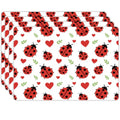 Peacoblue Placemats Set of 4,Faux Leather Ladybug on Leaves Design - style: Ladybug on Leaves