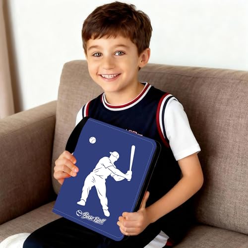 Baseball Card Binder, 900 Pockets, Protective Trading Card Album - color: Baseball-Blue, size: 900 Pockets