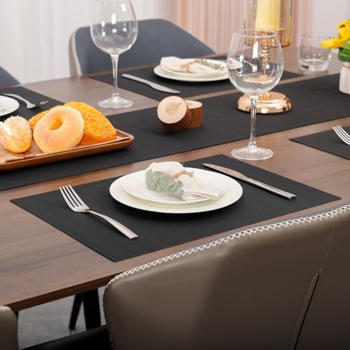 Myir JUN Placemats Set of 10 Kitchen and Dining Table Placemats - color: Black, size: Set of 10