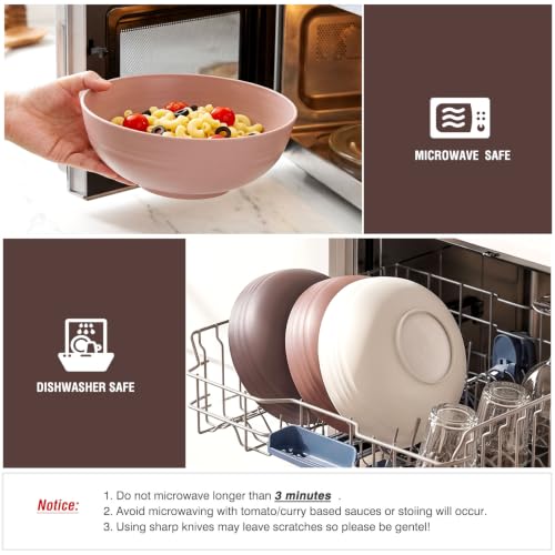 Greentainer Unbreakable Large Salad Bowls, 76 oz Plastic Serving Bowl Set of 6, Lightweight Bowls for Soup, Cereal, Fruit, Popcorn, Dishwasher & Microwave Safe - color: Terracotta Red