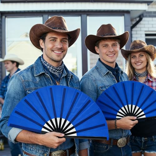 10 PCS Boots on The Ground Hand Fan Bulk - Rave Fans 13 Inch Large Clacking Fans for Line Dancing Make Loud Sounds for Party - color: Blue
