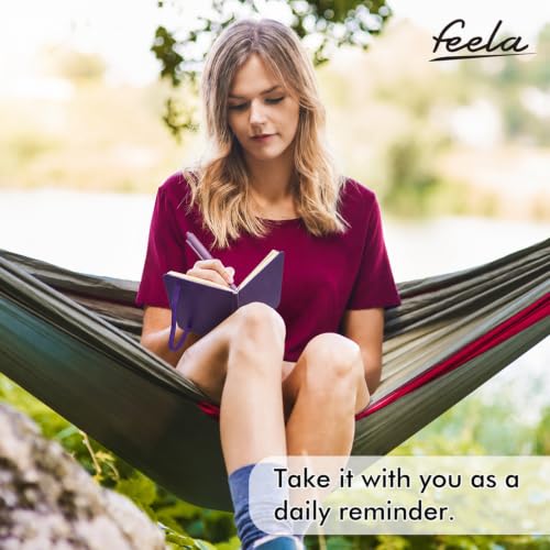 feela 6 Pack Pocket Mini Notebooks Bulk, Small Cute Memo Notepads Hardcover College Ruled Lined Journals with Pen Holder for School Business Work, with 6 Black Pens, 3.5”x 5.5”, A6, Purple - color: 6 Purple