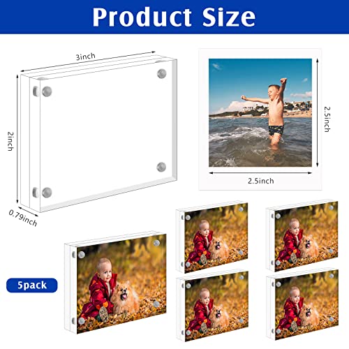 Wesiti 5 Mini Acrylic Photo Frames Double Sided for Desktop, 2" X 3" - size: 2" X 3"