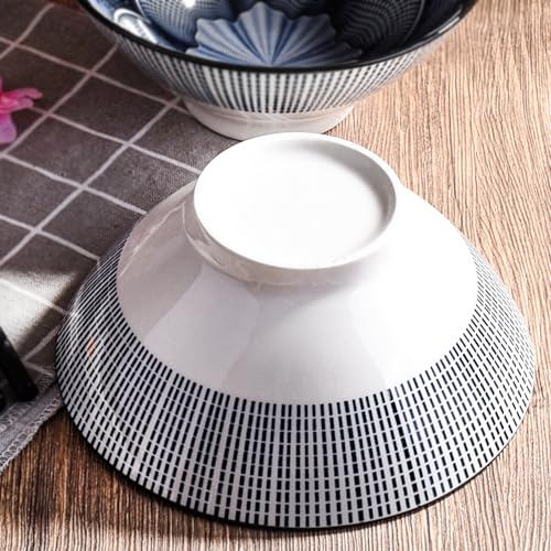 Ceramic Ramen Bowl Set of 2, 7'' Large Soup Bowls, Black