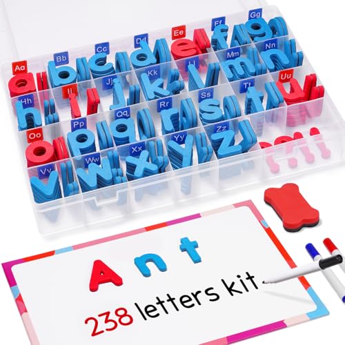 Gamenote Magnetic Letters Kit, 238 Pieces with Magnetic Board and Markers