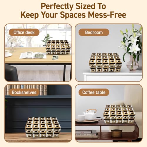 Perilla Home Home Decor Decorative Storage Wooden Box Small Era Organizer Tool Stash Card Craft Trinket Memory Keepsake Jewelry Box for Men and Women, Gifts For All, Brown, Black and Off White - color: Brown, Black and off white