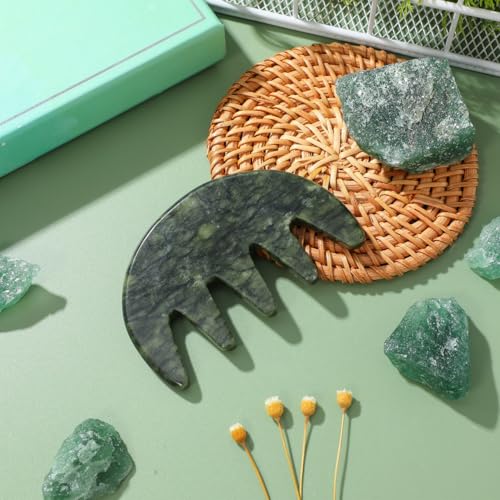 Jade Stone Gua Sha Comb,Jade Massage Comb, Scalp Massager, Massage Tools for Scalp Head Hair,Facial Manual Scalp Massagers, Like Scalp Massager Comb