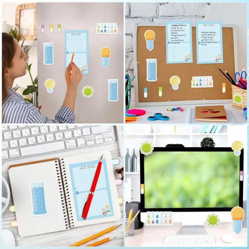 Science Sticky Notes Set, 360 Sheets Cute Cartoon Science Self-Stick Notes Pads Laboratory Themed Memo Pads Chemistry Page Markers for Home Office Supplies - style: Science